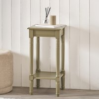 Heritage Square Pine Wood Accent Table with Shelf - Olive Green