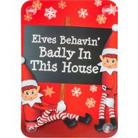 Elves Behavin' Badly, Naughty Elves Window Sign Elves Behavin' Badly, Naughty Elves Window Sign