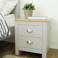 Lexington Two Drawer Bedside Table - Grey