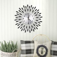 Crystal Sun-Shaped Wall Clock - Black