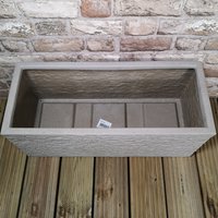 Stone Coloured Slate Effect Trough Garden Planter 60cm W x 25.5cm H x 25cm D - Grey
