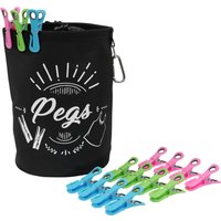 Large Peg Bag with 144 Prism Clip Pegs with hooks - Black