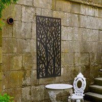 MirrorOutlet Amarelle Metal Tree design Garden screen 120 X 60cm - Antique Black
