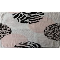 Abstract Geometrics With Animal Print And Circles Bath Towel - Pink