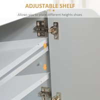 HOMCOM Shoe Storage Bench with Cabinet Adjustable Shelf and Cushion - Grey