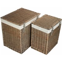 Boutique Antique Wash Storage Laundry Basket With Lining - Grey / 37cm / 46cm