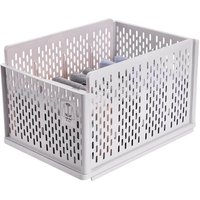 Stackable Clothes Storage Basket Plastic Wardrobe Drawer Organizer - Grey White
