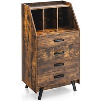 COSTWAY, Costway 4-Drawer Dresse - Rustic Brown COSTWAY, Costway 4-Drawer Dresse - Rustic Brown