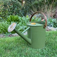 Metal and Copper Effect Watering Can - Green