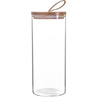 Glass Storage Jar with Wooden Lid - Leather Loop - Clear / 1.5l / 1