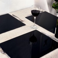12pc Glass Placemats with Square Coasters - 40 x 30cm - Black