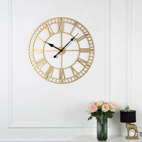 Skeleton Wall Clock with Roman Numerals - Gold