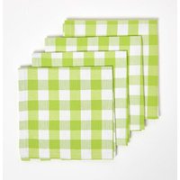 Block Check Cotton Gingham Napkins, Set of 4 - Green