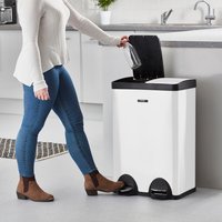 60L Dual Recycle Recycling Pedal Bin - White