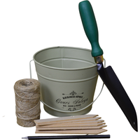 Gardening Tin Planter and Trowel Gift Set Present - Green