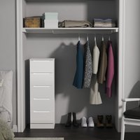 Milan Fully Assembled 5 Drawer Bedside Cabinet - White Gloss & White