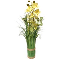 Artificial Butterfly, Cream Orchid, Grass and White Flower Arrangement - Cream Orchid
