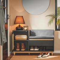 Lattice Shoe Storage Bench - Black