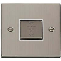 Stainless Steel 10A 1 Gang Ingot 3 Pole Fan Isolation Switch - White