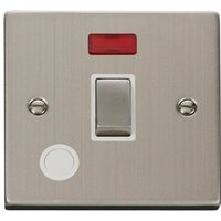 Stainless Steel 1 Gang 20A Ingot DP Switch With Flex With Neon - White