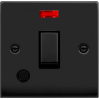 Matt Black 1 Gang 20A Ingot DP Switch With Flex With Neon - Matt Black