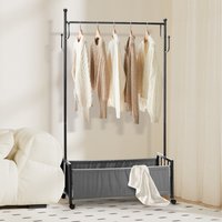 Mobile Clothes Rack with Bottom Basket - Black