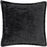 Kallu Faux Fur Cushion - Black / 80% Polyester, 20% Feather / 45cm