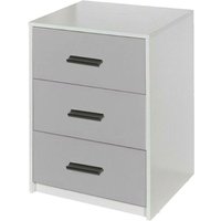 Wooden Bedside Cabinet - White / Grey Drawers
