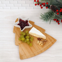 Christmas Tree Board with Star Bowl - Brown & White