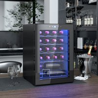 HOMCOM Freestanding Wine Cooler Fridge, 20 Bottle 800-242V70BK - Black