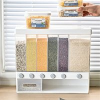 6 Compartment Wall Mounted Cereal Storage Dispenser - White
