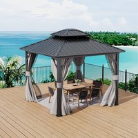 Metal Hardtop Patio Gazebo - Black / 1 x 3*3.35M Gazebo and 1 x Mounting Kit