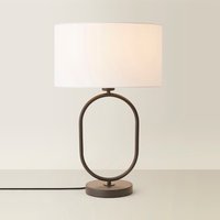 Antonia Table Lamp with Fabric Drum Shade - White
