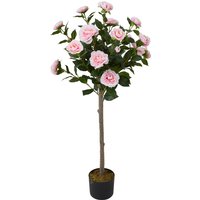 Potted Artificial Camellia Tree - Pink / 110cm