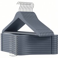 SONGMICS Wooden Hangers with Anti-Slip Trousers Bar - Grey / 23cm / Wood / 2.4kg