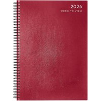2026 Diary A5 Week To View Diary Spiral Hardback Book - Red