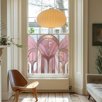 Futani Art Deco Stained Glass Privacy Window Film - Pink / 40cm