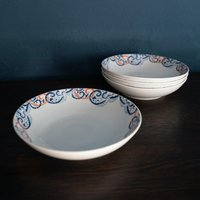 Victoria And Albert Rococo Silk Set Of 4 Pasta Bowls - White / 22cm