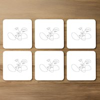 Couple kiss in line art Designer Coaster Set - White