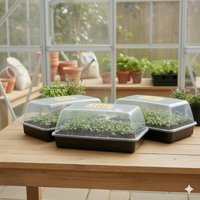 38cm Seed Tray Propagator Set Seed Tray Gravel Tray Vented Cover - Clear, green & black / 3