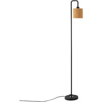 Modern Floor Lamp with Handmade Paper String Shade - Light Brown and Black