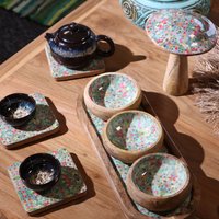 Mediterranean Tile Pattern Coasters Decorative Protective - Green