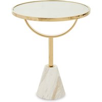 Oria White Glass and Marble Base Side Table - White