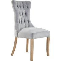 Kensington Townhouse Grey Velvet Buttoned Dining Chair - Grey