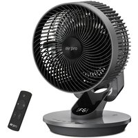 Air Pro 10" Desk Fan SmartVoice & Remote Control 3D Oscillation Fan 12 HR Timer- 6 Speeds - Grey