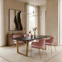 Tamzin Pink Velvet Dining Chair - Gold, Pink