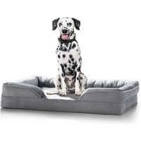 DreamEasy Orthopedic Pet Bed with Bolsters, Egg Crate Foam Washable Cover - Grey / Size 97x71x16cm