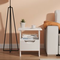 Camden Bottom Drawer Lamp Table - White Gloss & White Matt