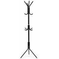 12 Hook Heavy Duty Coat Umbrella Hat Stand Rack - Black