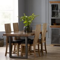 Industrial Reclaimed Metal and Acacia Wood Dining Set with 4 Chairs - Two Tone Wood